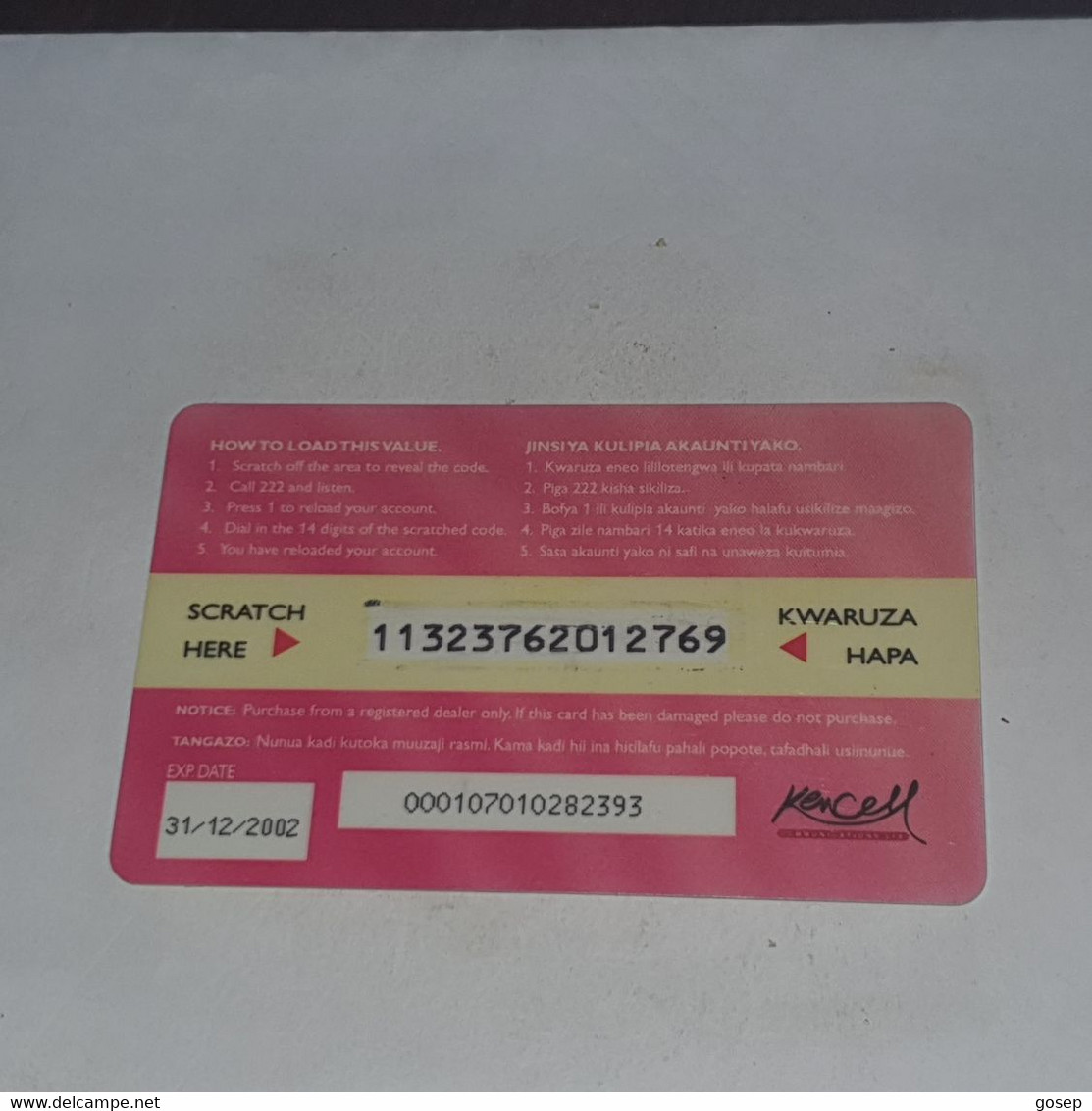 Kenya-(ke-ken-ref-007/1)talk Card-yes-(27)(600kshs)(11323762012769)(Different Color Back)-used Card+1card Prepiad Free - Kenia