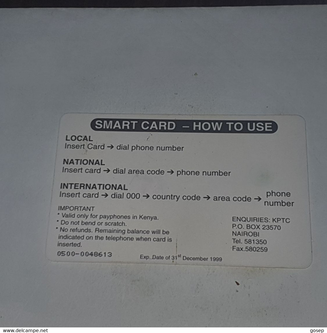 Kenya-(KEN-12)-lady On Phone-(44)(500kshs)(0500--0048613)(31/12/1999)-used Card+1card Prepiad Free - Kenia