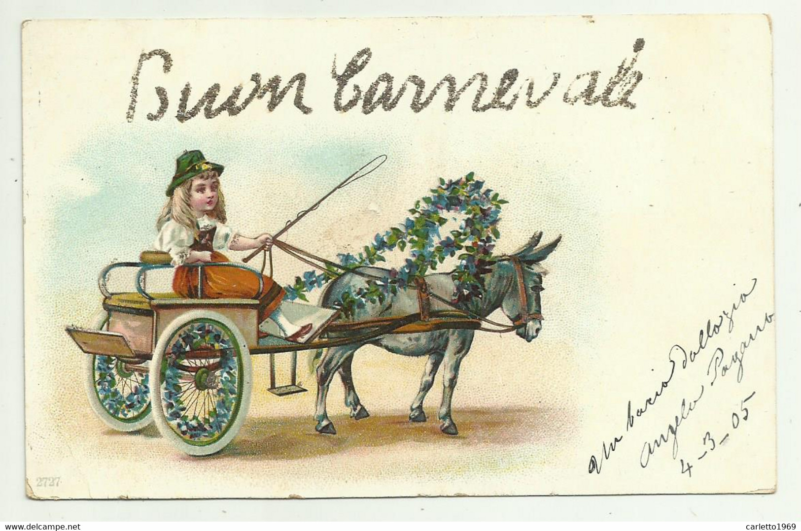 BUON CARNEVALE - VIAGGIATA 1905   FP - Carnaval