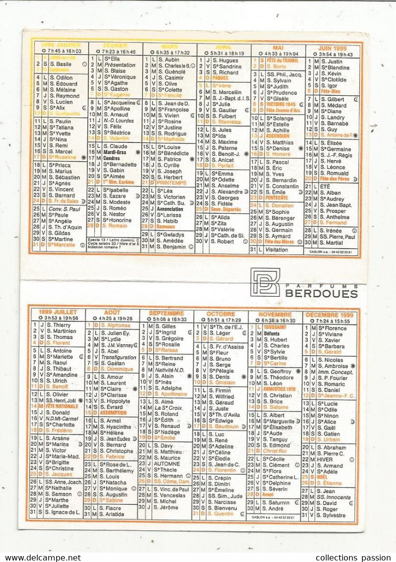 CALENDRIER Petit Format 4 Pages, ,1999 , PARFUMS BERDOUES ,EXUBERIA ,2 Scans,AFC Coiffure , 08 , WARCQ - Petit Format : 1991-00