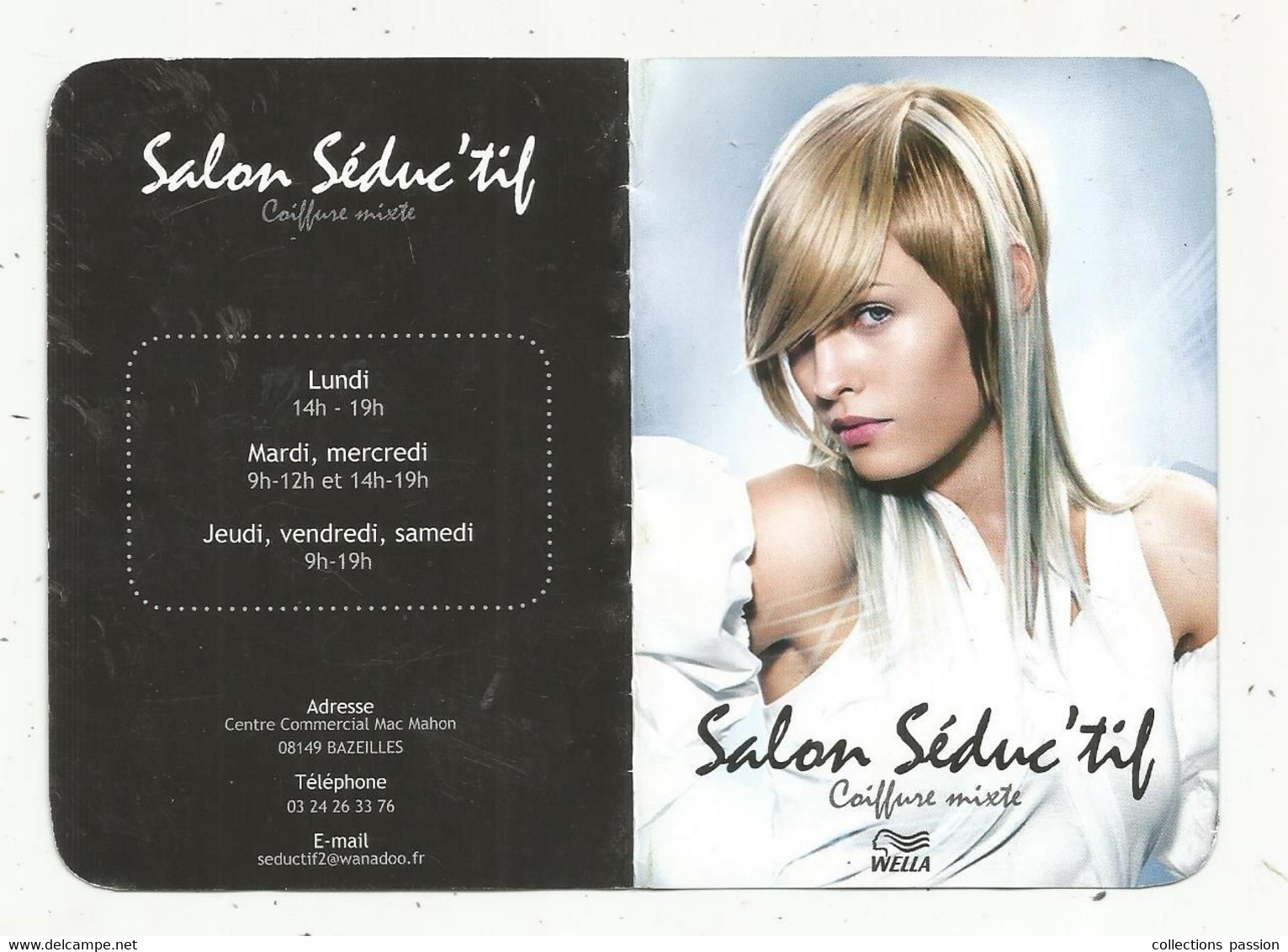 CALENDRIER Petit Format 4 Pages, ,2001 , Salon SEDUC'TIF , Coiffure Mixte ,08 , BAZEILLES ,Wella ,2 Scans - Klein Formaat: 2001-...