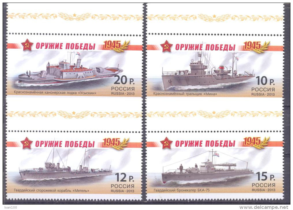 2013. Russia, Weapon Of Victory, Warships, 4v, Mint/** - Blocks & Sheetlets & Panes