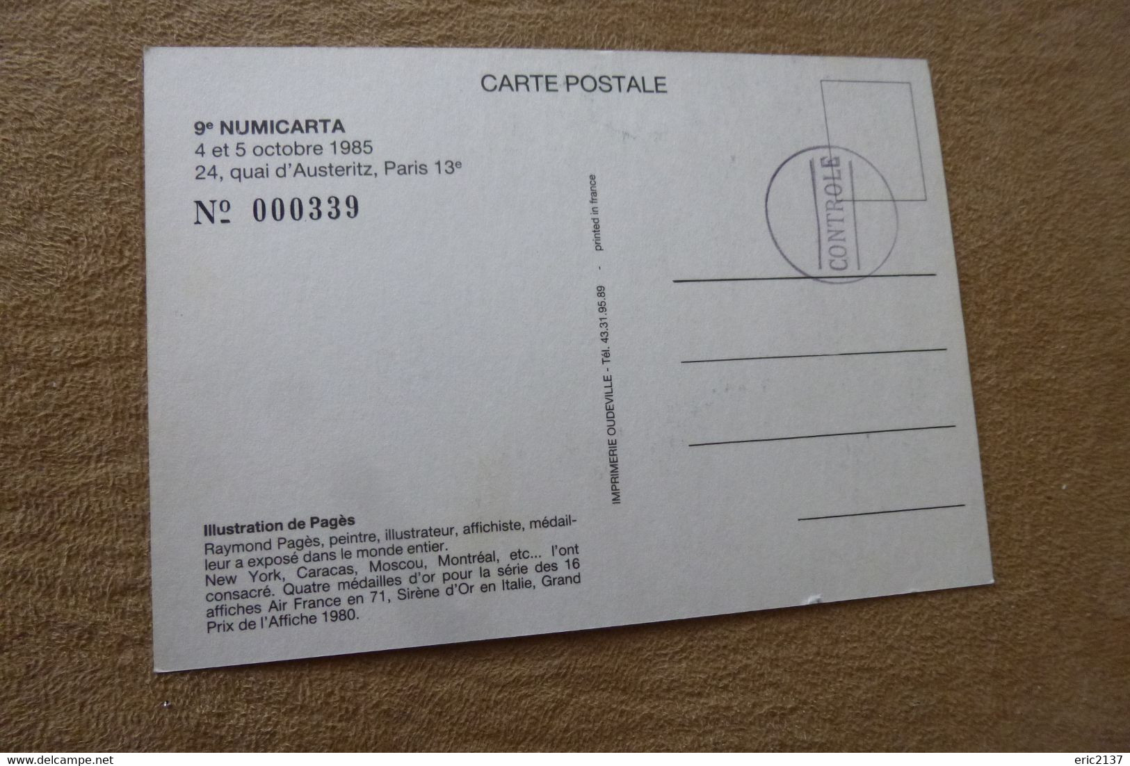 9E NUMI-CARTA 1985.PARIS...SIGNE PAGES - Pages