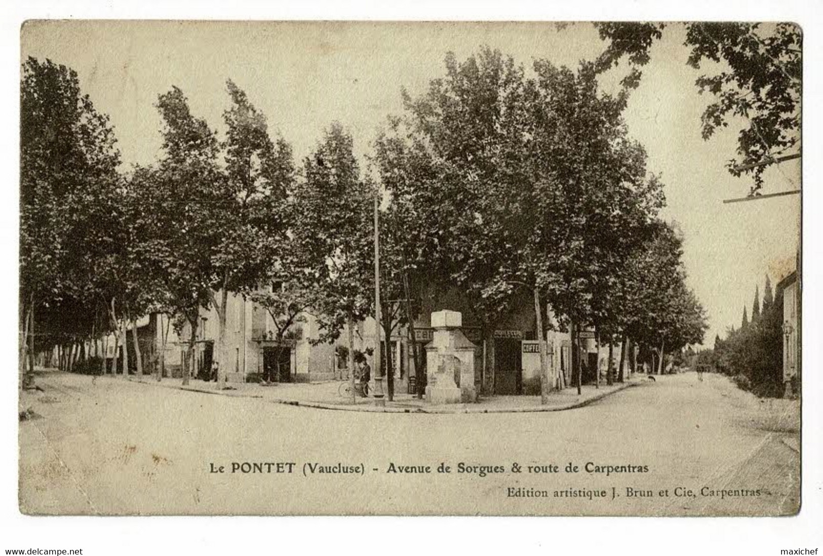 Le Pontet - Avenue De Sorgue & Route De Carpentras (animation, Commerces) Circulé 1914 En FM, Nombreux Plis - Le Pontet