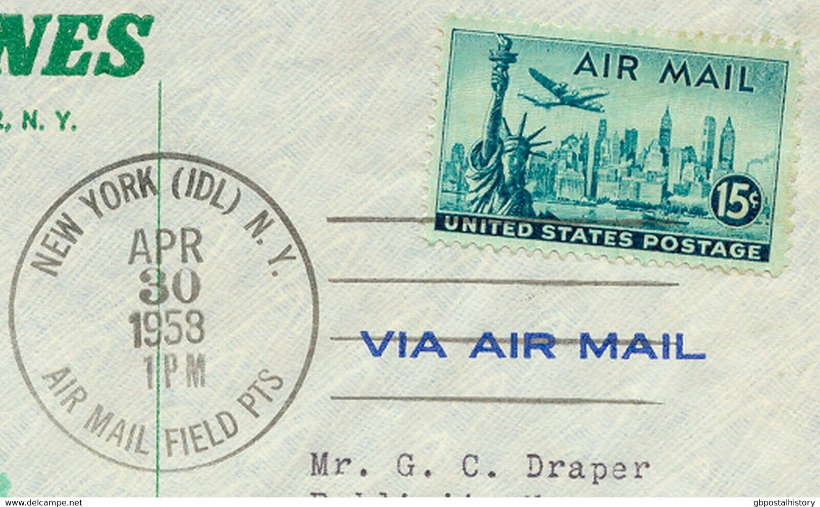 USA 1958 Kab.-Erstflug New York - Dublin Mit Irish Air Lines Nur Wenige Geflogen - 2c. 1941-1960 Cartas & Documentos