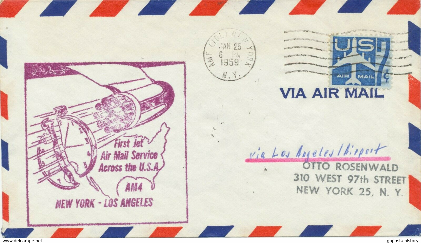 USA 1959 Erstflug A.M. 4 - First Jet Air Mail Service "New York - Los Angeles" - 2c. 1941-1960 Lettres