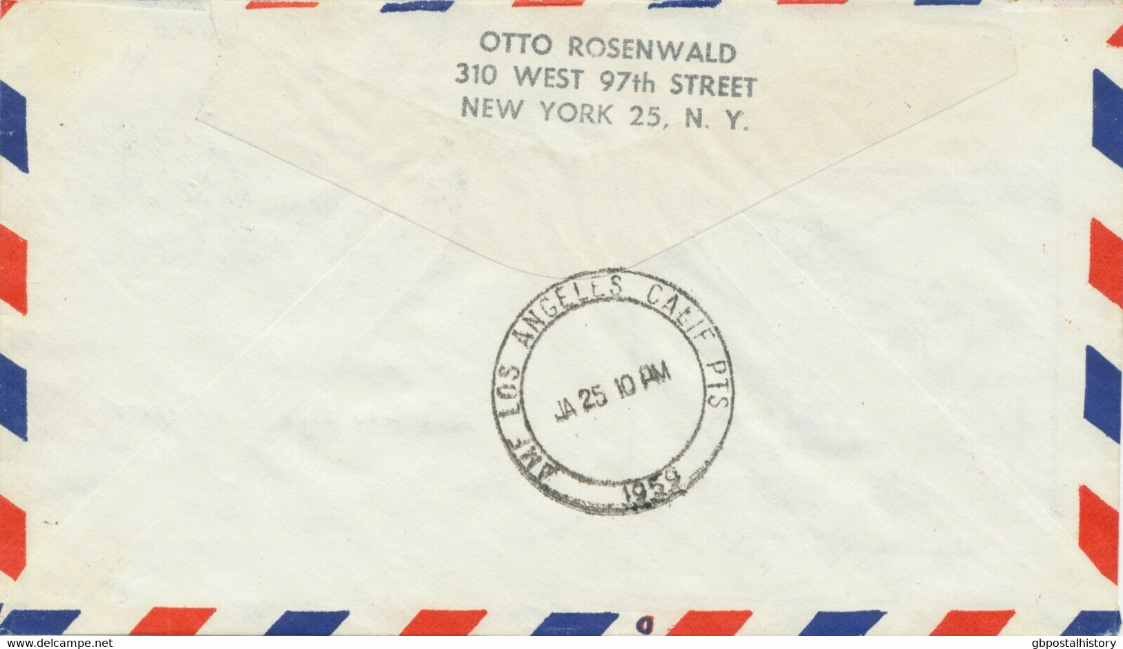 USA 1959 Erstflug A.M. 4 - First Jet Air Mail Service "New York - Los Angeles" - 2c. 1941-1960 Briefe U. Dokumente