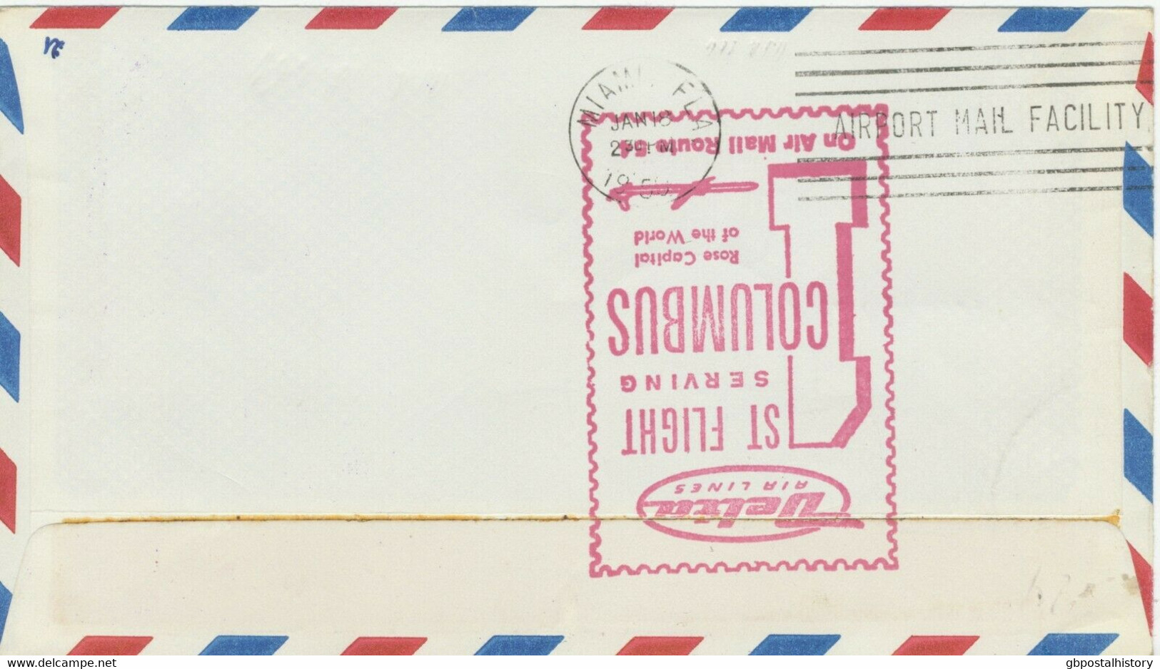 USA 1959 Erstflug A.M. 8 "Columbus, Ohio - Cincinnati, Ohio" Weitergeleitet BRD - 2c. 1941-1960 Covers