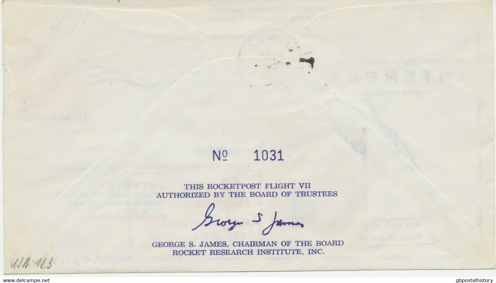 USA 1960, Selt. Raketenpostflug RRI Flight VII Geflogen In Rakete Interpex 1 - 2c. 1941-1960 Storia Postale