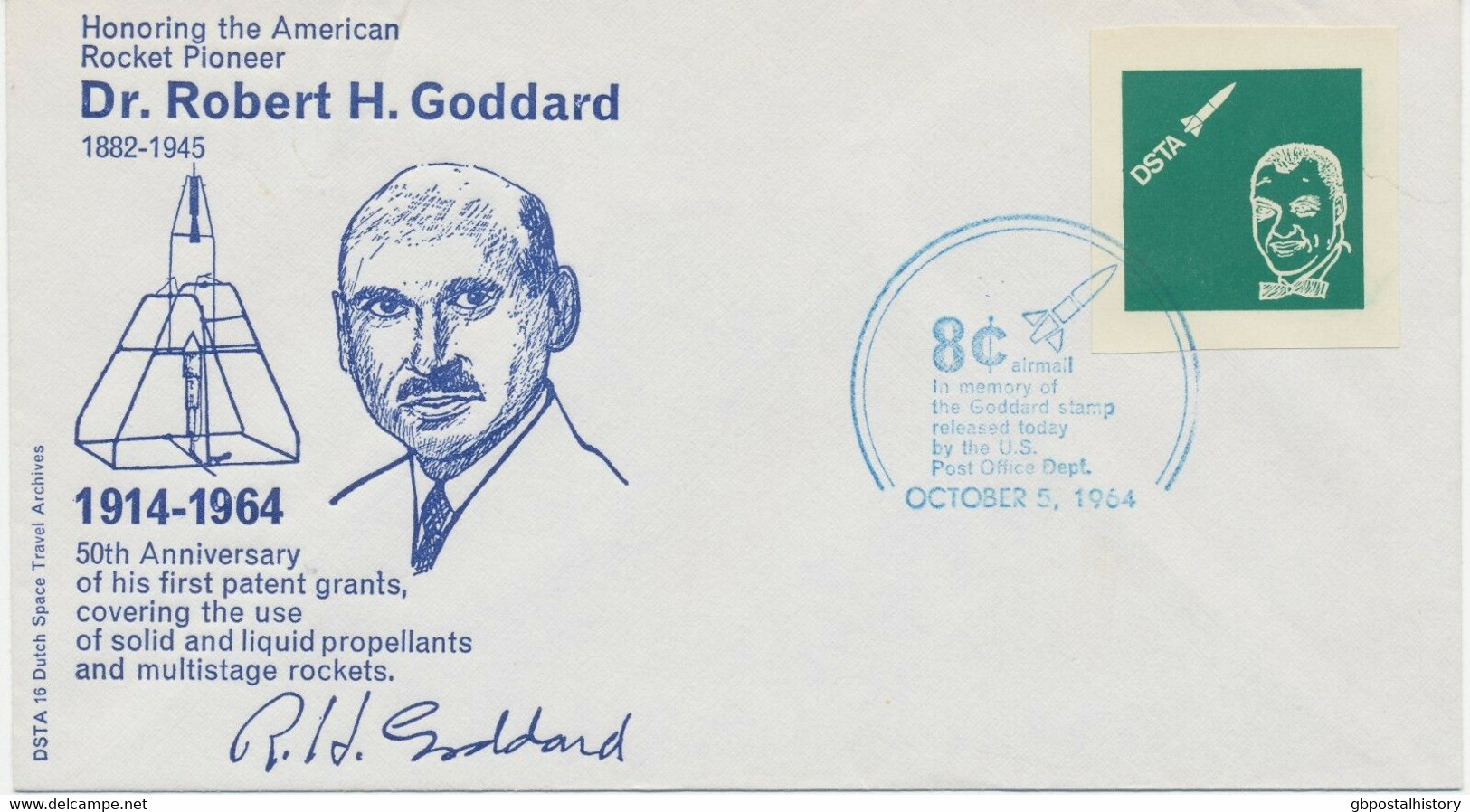 USA 1964 American Rocket Pioneer Dr. Robert H. Goddard Superb CINDERELLA FDC, R! - 1961-1970