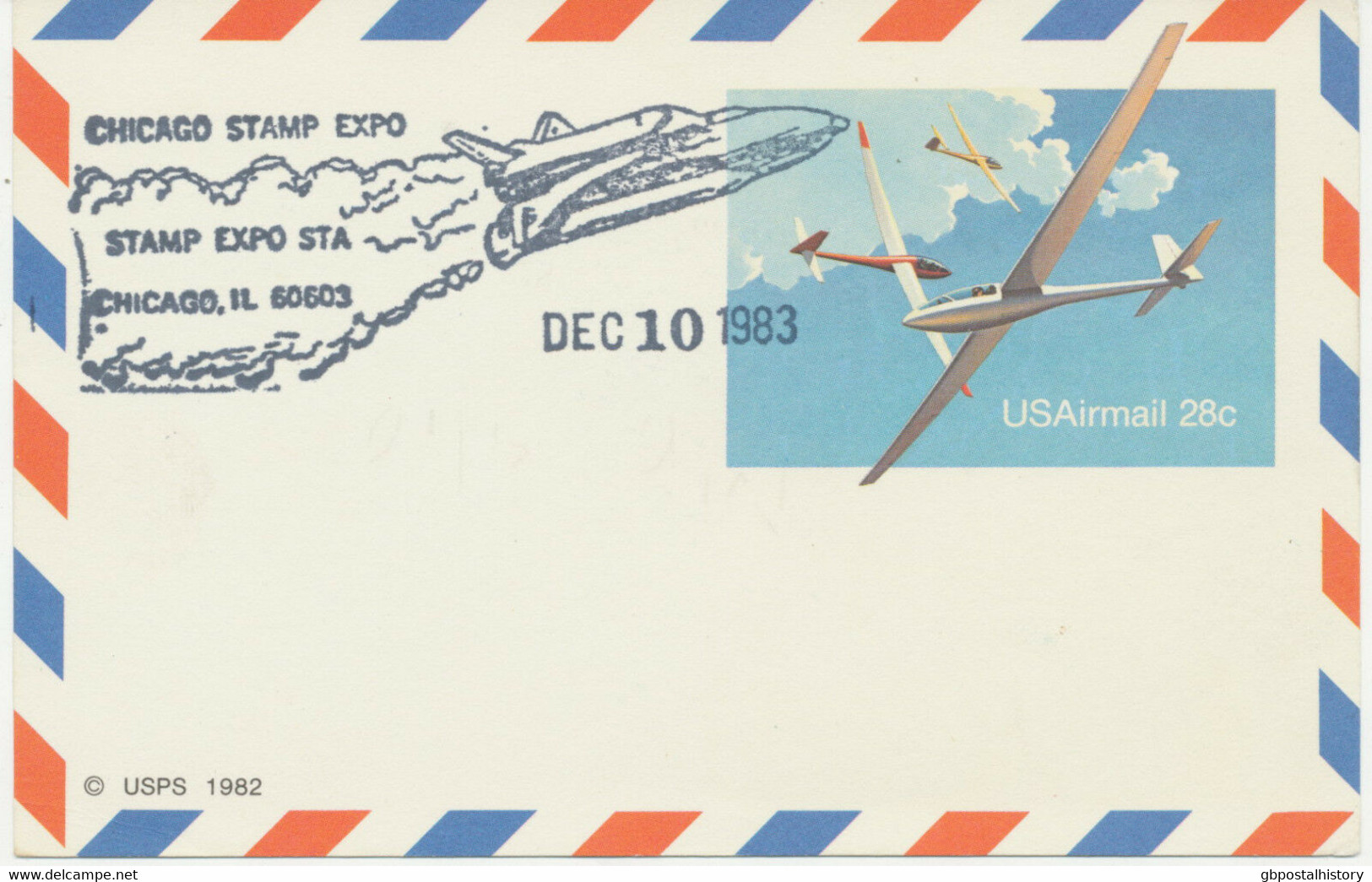 USA 1983, 28 C Gliders Air Post Superb Unaddressed Postal Stationery Airmail Postcard - 1981-00
