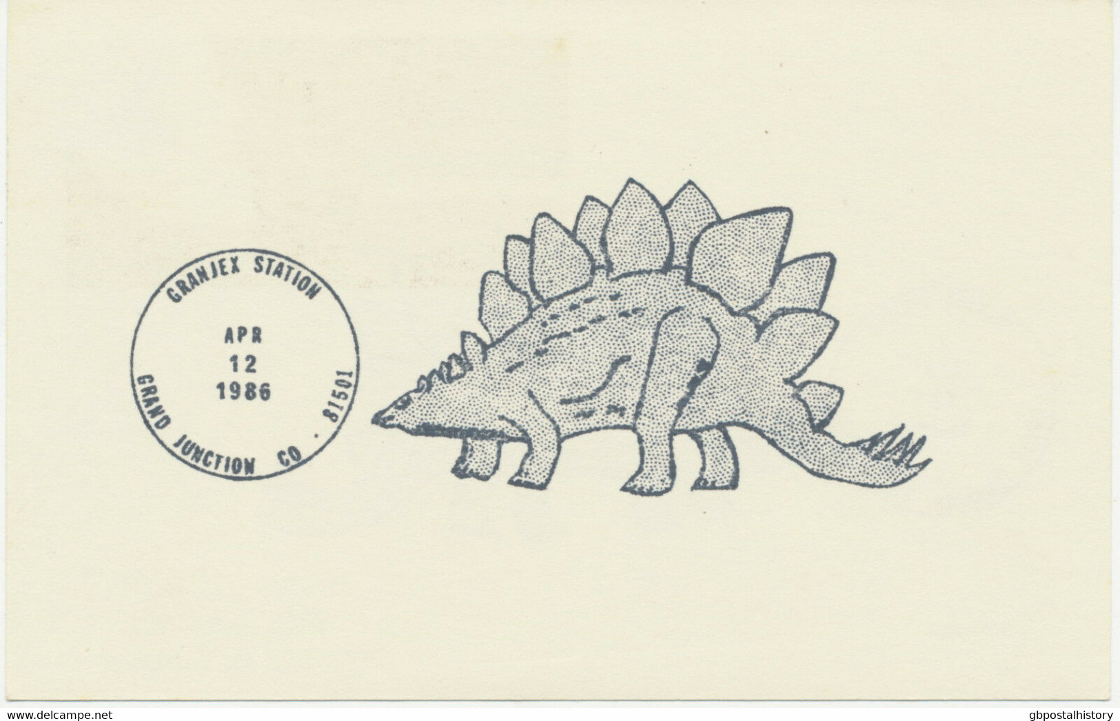 USA 1986, 13 C Olympics 84 Postal Stationery Postcard Rare Special DINOSAUR GRANJEX STATION / GRAND JUNCTION CO – 81501 - 1981-00