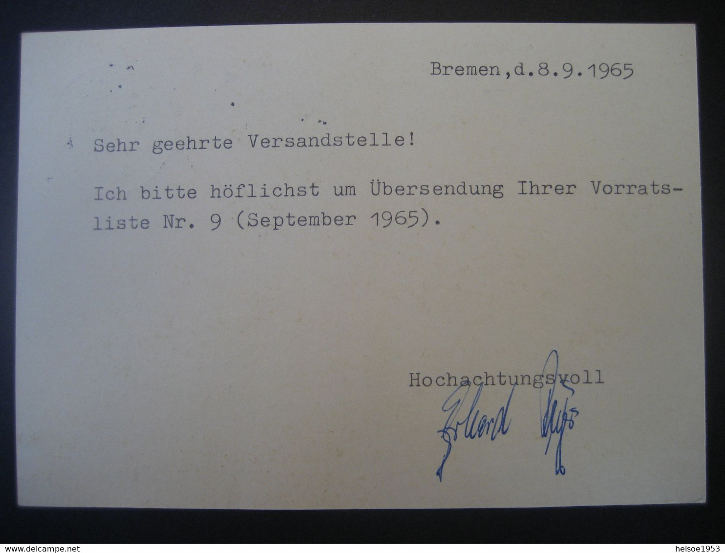 Deutschland BRD Ganzsache 1965- Postkarte Gelaufen Von Bremen Nach Frankfurt - Postkarten - Gebraucht