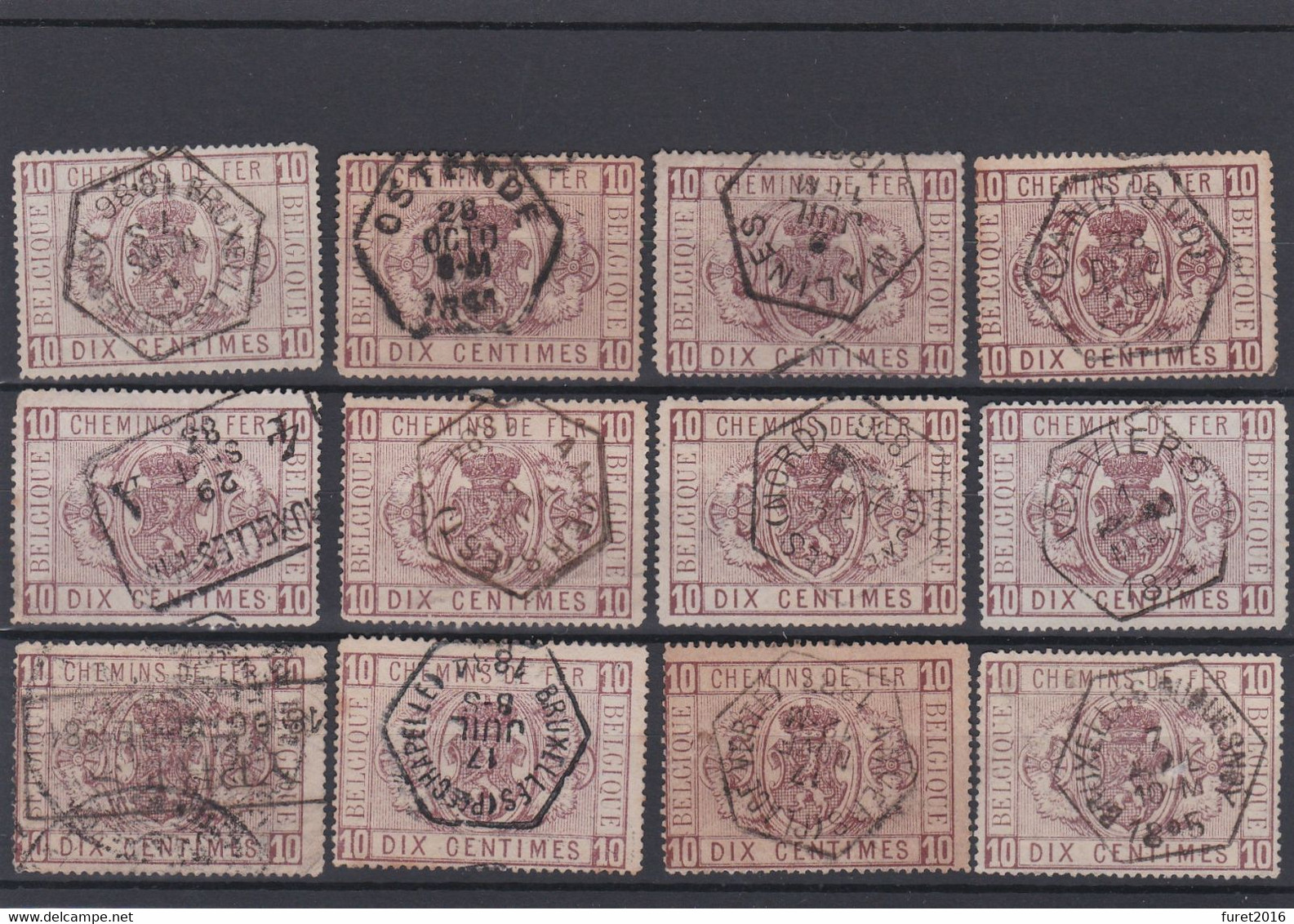 N° 1 : Lot De 12 Timbres - Usados