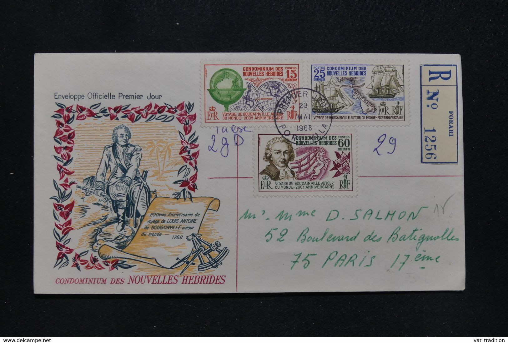 NOUVELLE HÉBRIDES - Enveloppe FDC ( Bougainville ) En Recommandé Pour Paris En 1968 - L 93144 - FDC