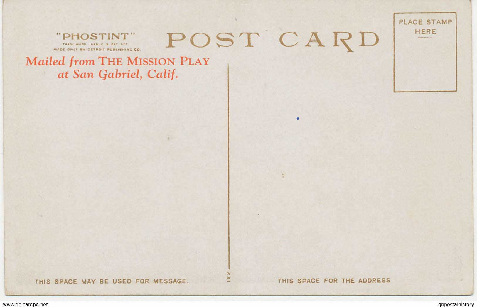 USA 1910/20 Superb Mint Coloured Pc Mission Play, SAN GABRIEL, Los Angeles, Cal. - Los Angeles