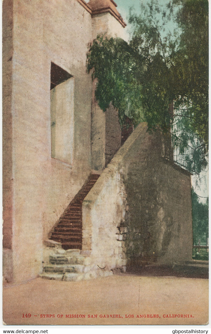 USA 1910/20 Superb Mint Coloured Pc Steps Of Mission SAN GABRIEL, Los Angeles - Los Angeles