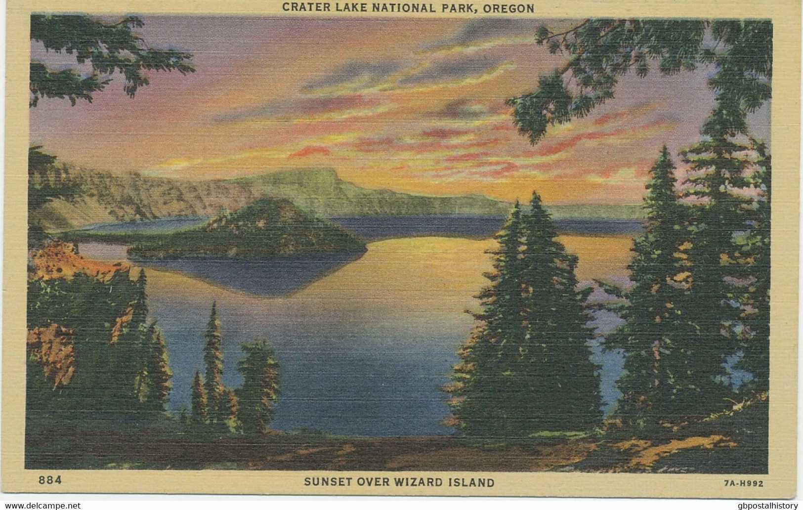 USA 1940 Mint Col Pc Crater Lake National Park, Oregon Sunset Over Wizard Island - Otros & Sin Clasificación