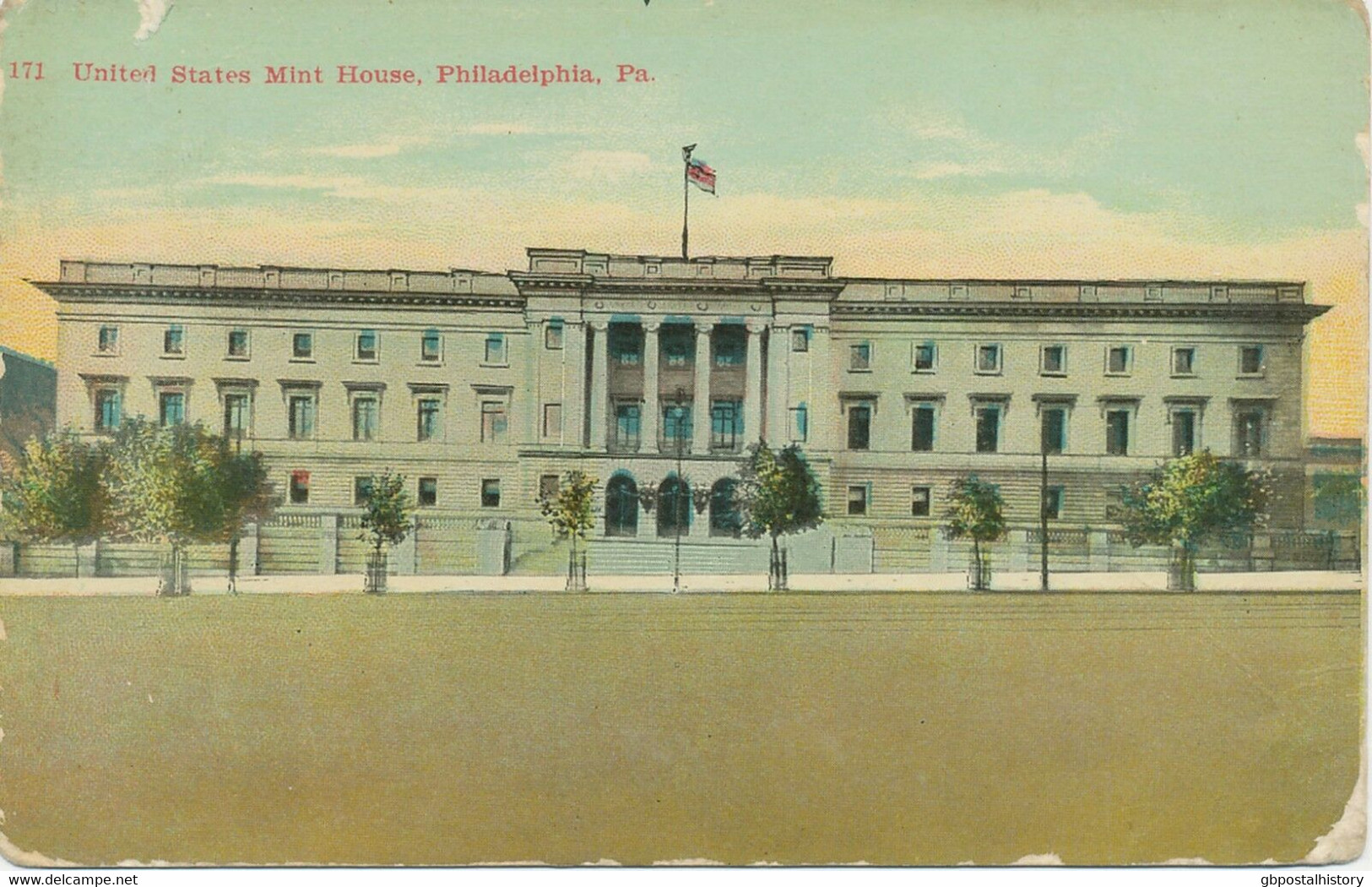 USA Ca. 1920 Used Coloured Pc (faults) „United States Mint House, PHILADELPHIA - Philadelphia