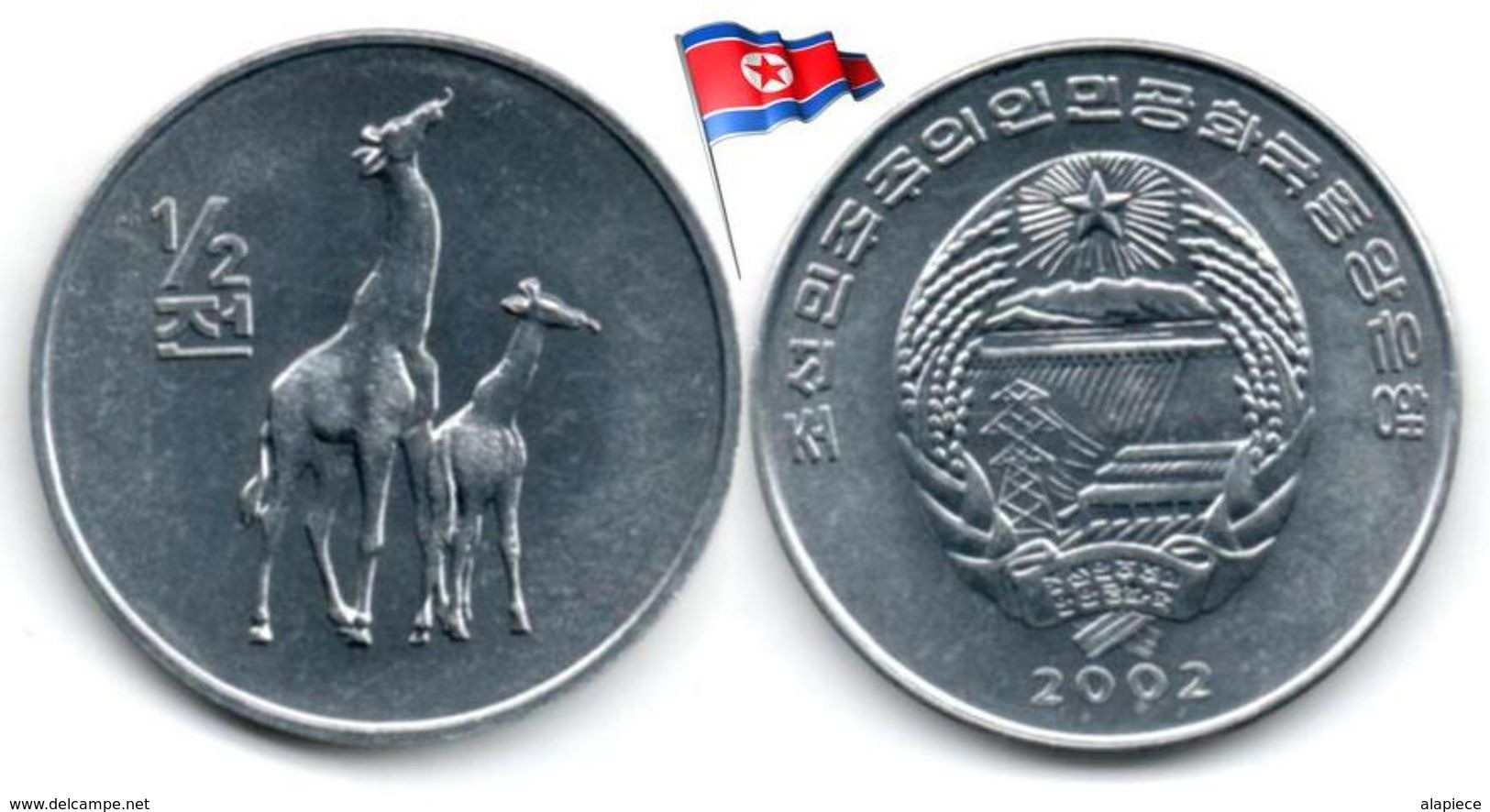 Corée Du Nord - ½  Chon 2002 (UNC - Girafes) - Korea, North