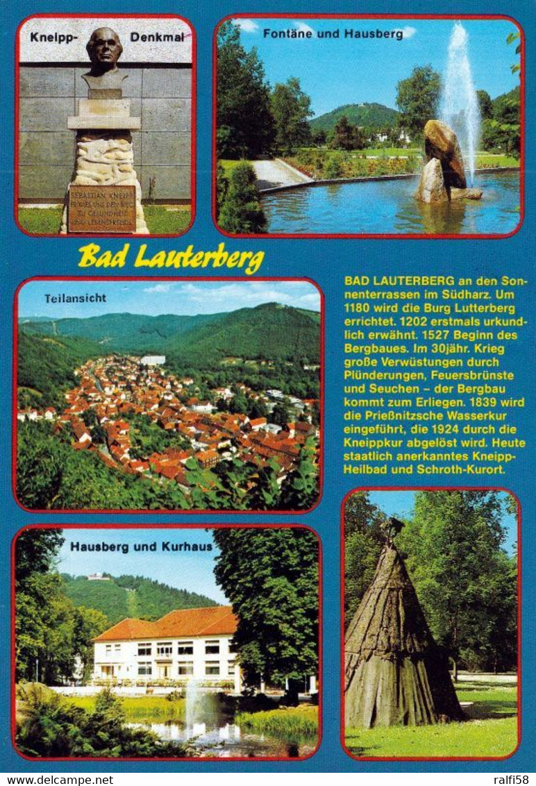 1 AK Germany / Niedersachsen * Chronikkarte Der Stadt Bad Lauterberg Kneipp Denkmal Luftbildaufnahme Hausberg U. Kurhaus - Bad Lauterberg