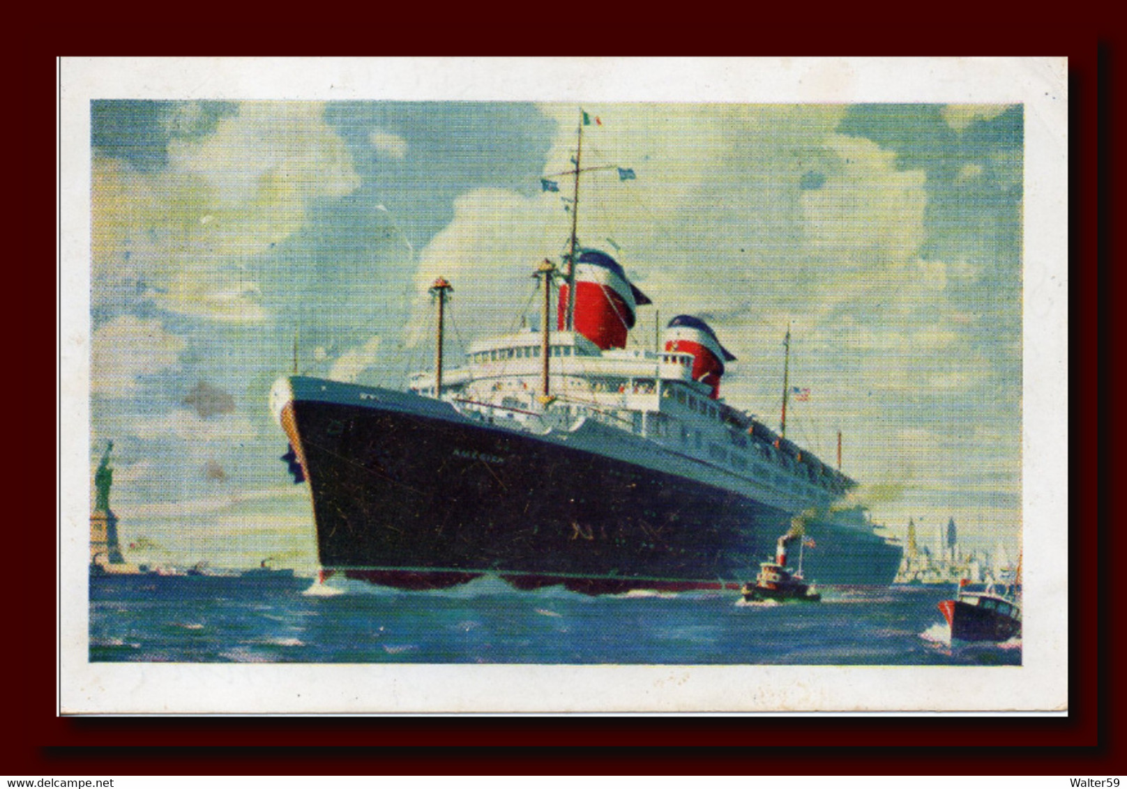 1956 Ireland Eire Postcard Ship S.S. America Mailed To Italy Paquebot Pmk 2scans - Covers & Documents