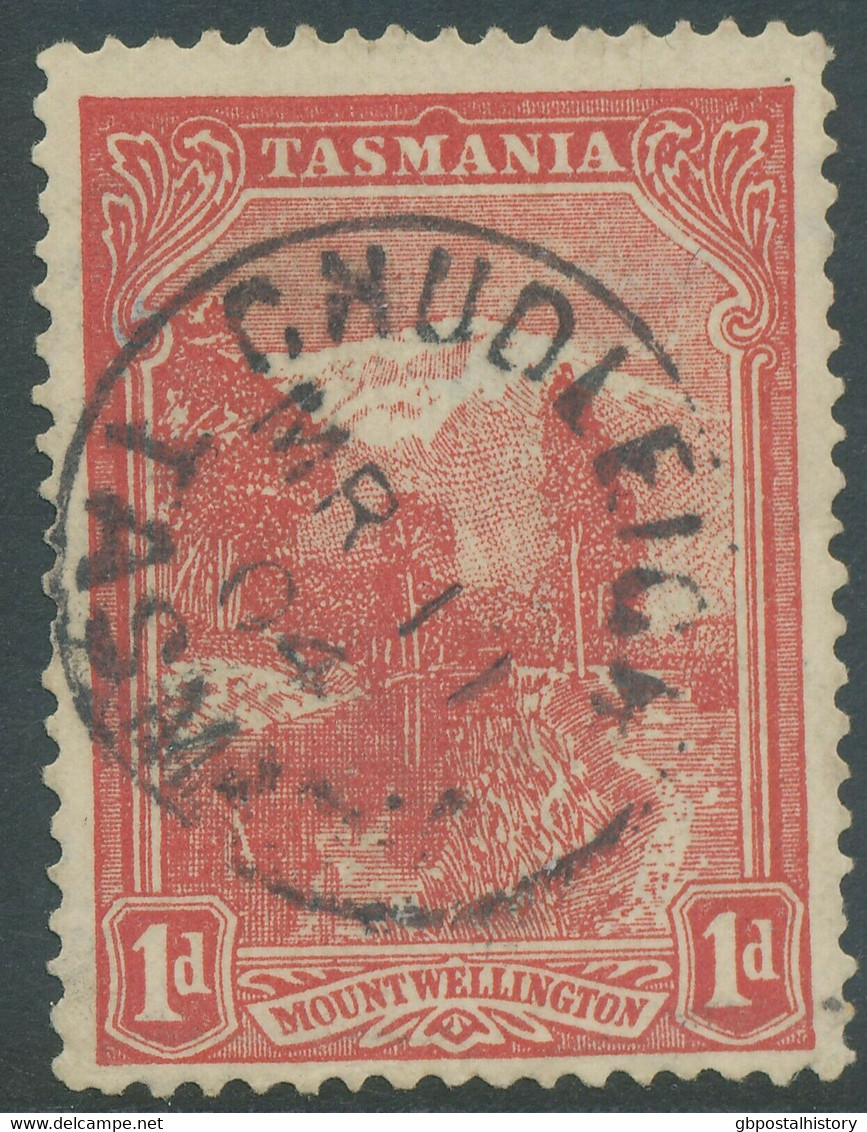 TASMANIA 1902 1 P Wellington Peak, CDS "CHUDLEIGH" MAJOR VARIETY: INVERTED WMK - Used Stamps