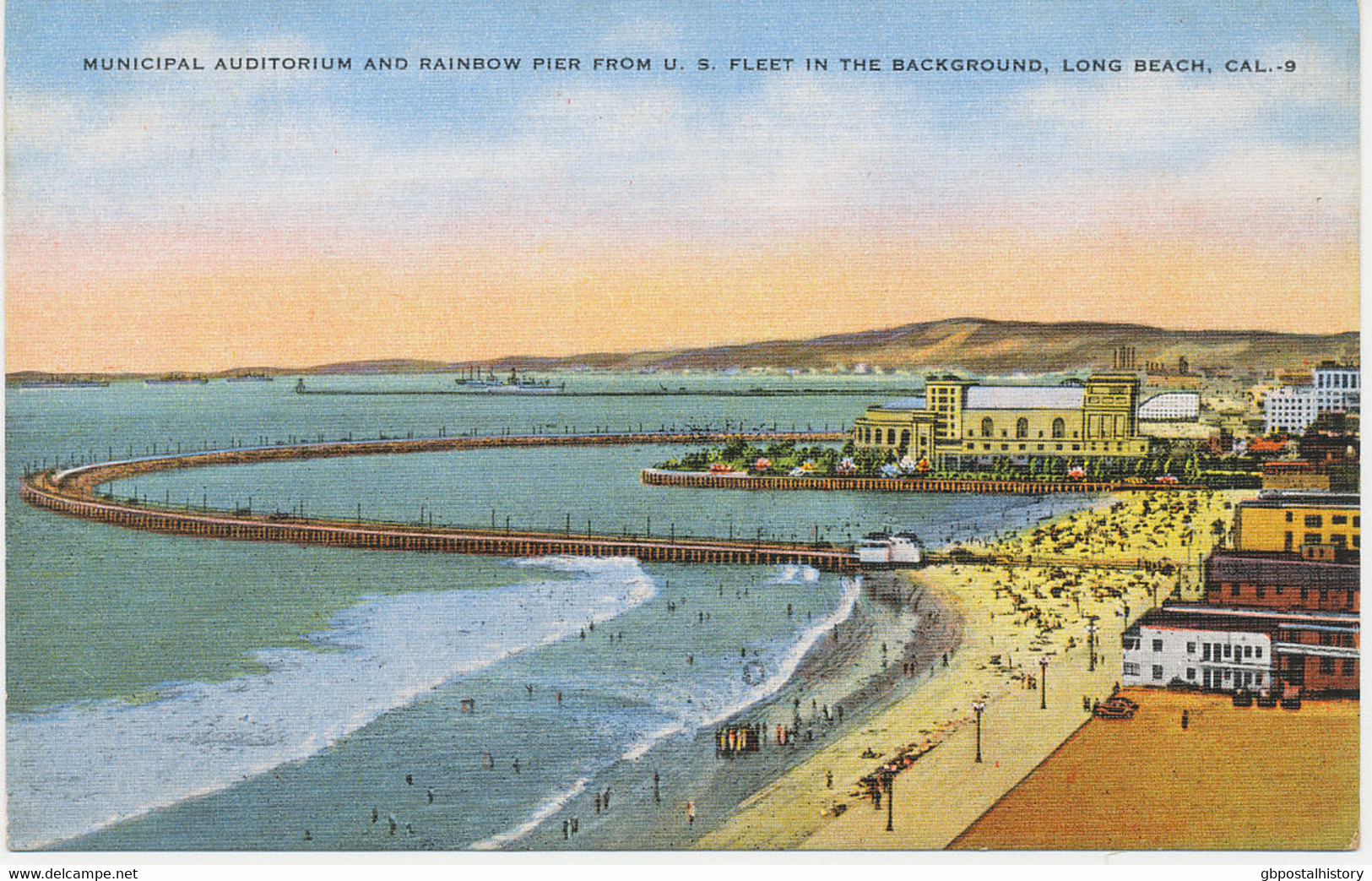 USA 1930/40 Superb Mint Col Pc Municipal Auditorium And Rainbow Pier LONG BEACH - Long Beach