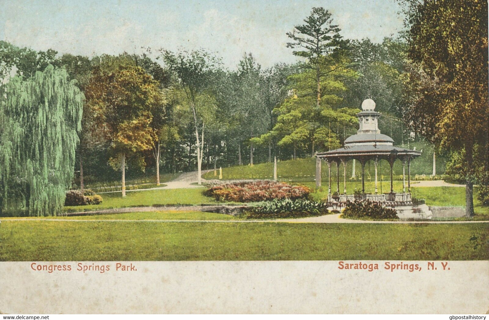 USA 1910 VF Mint Coloured Pc Congress Springs Park, SARATOGA SPRINGS, N.Y. - Saratoga Springs