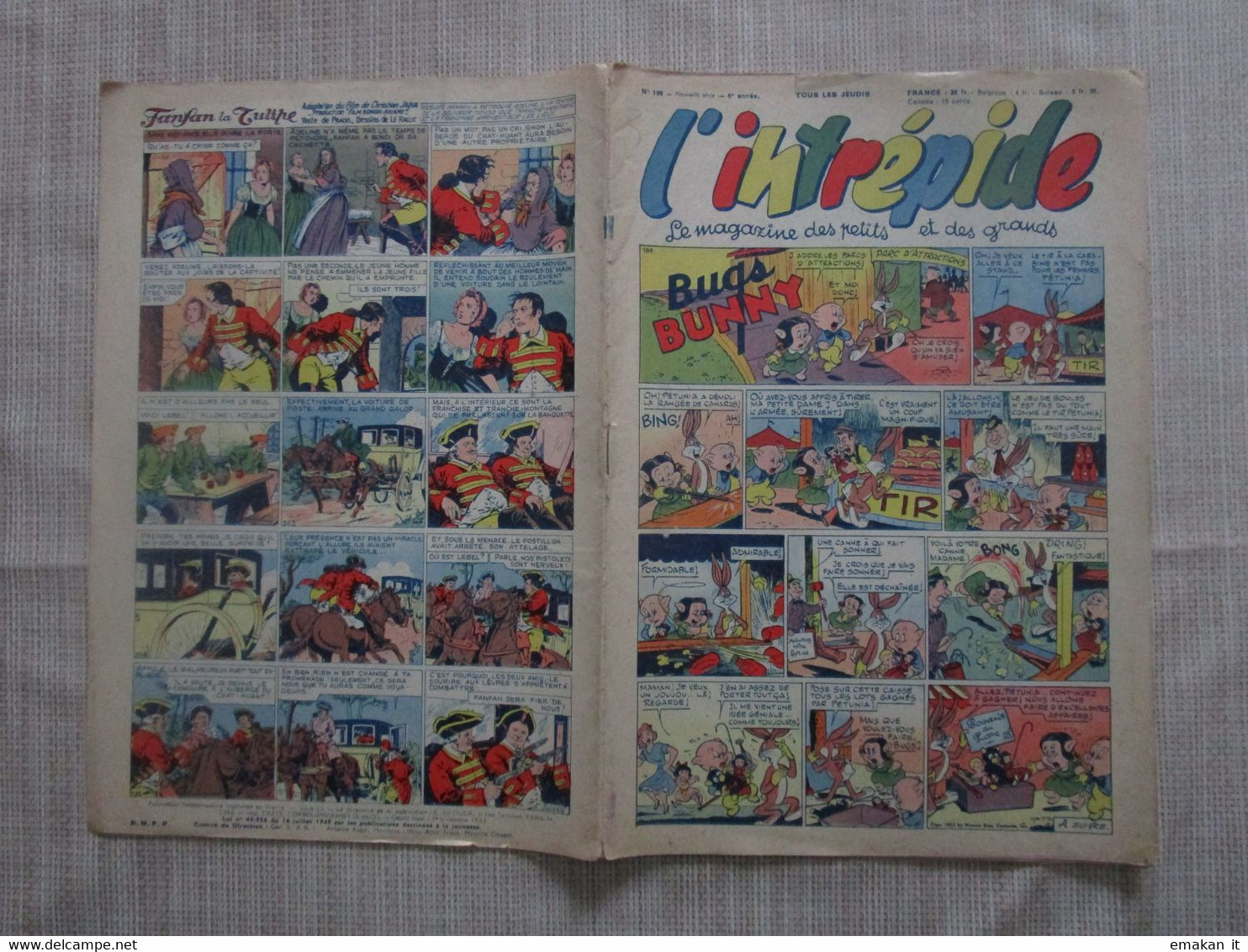 # L'INTREPIDE  N 199 / 1953 -  BUGS BUNNY / OTTIMO - Tirages De Tête