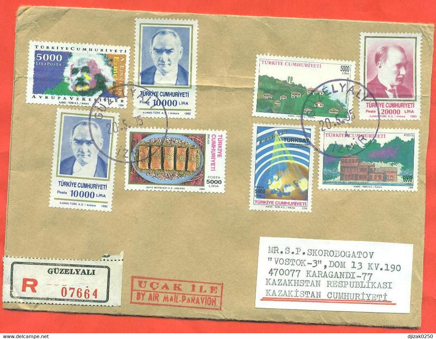 Turkey 1995. Registered Enveloppe Has Passed The Mail. Airmail. - Cartas & Documentos