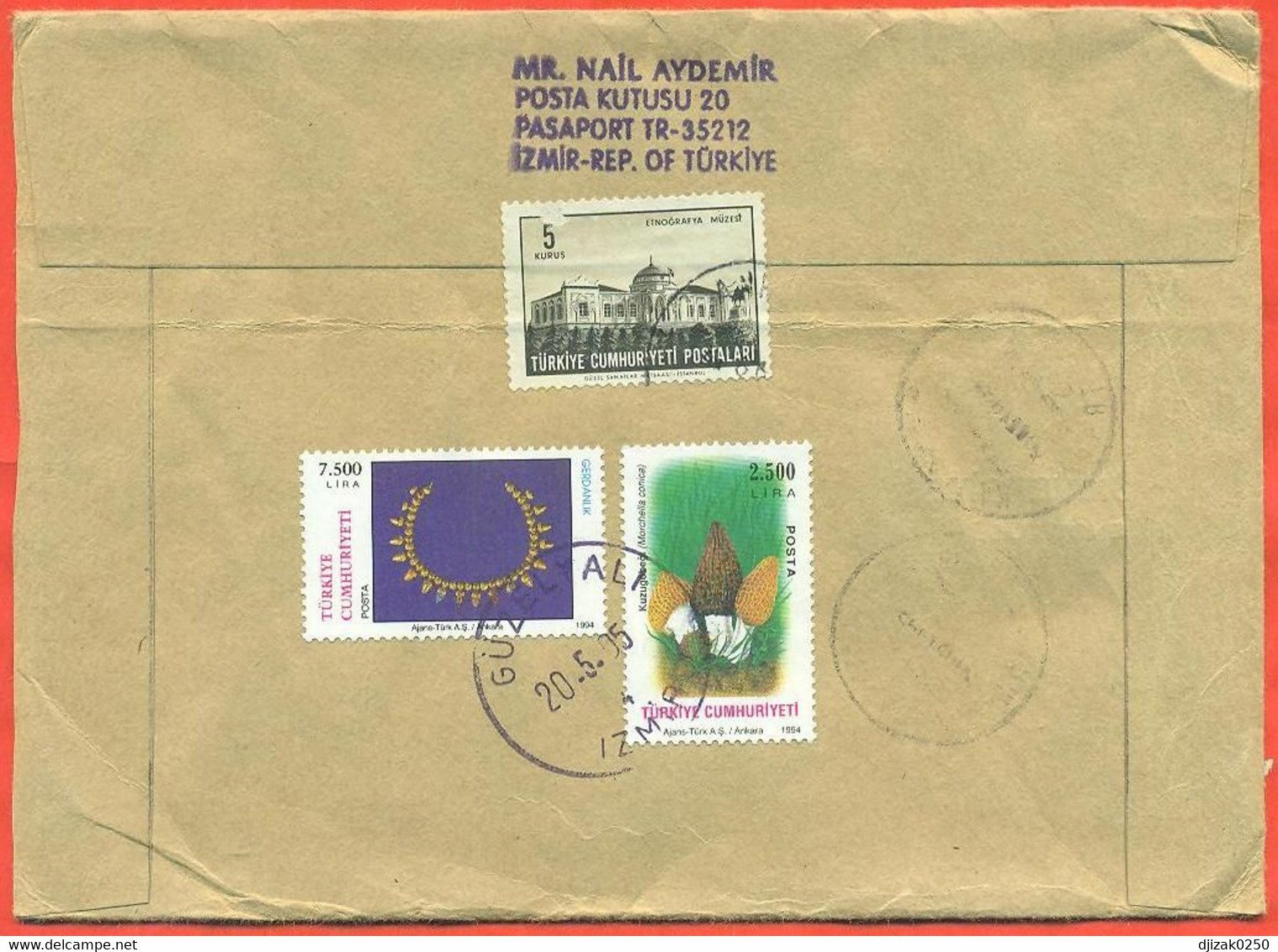 Turkey 1995. Registered Enveloppe Has Passed The Mail. Airmail. - Briefe U. Dokumente