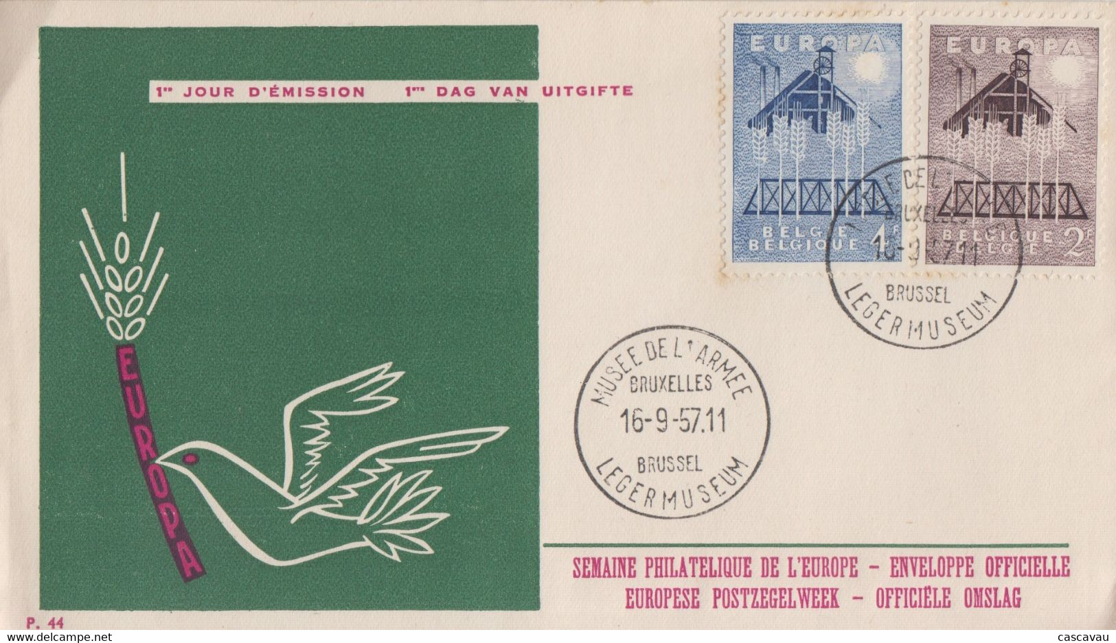 Enveloppe   FDC   1er   Jour  BELGIQUE   Paire  EUROPA   Musée  De  L' Armée   BRUXELLES    1957 - 1957