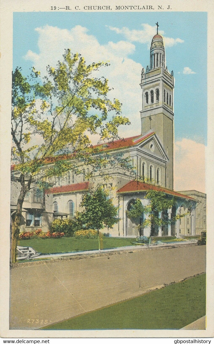 USA Ca. 1930/40 Superb Used Coloured Pc „R.C. Church, MONTCLAIR, New Jersey“ - Other & Unclassified