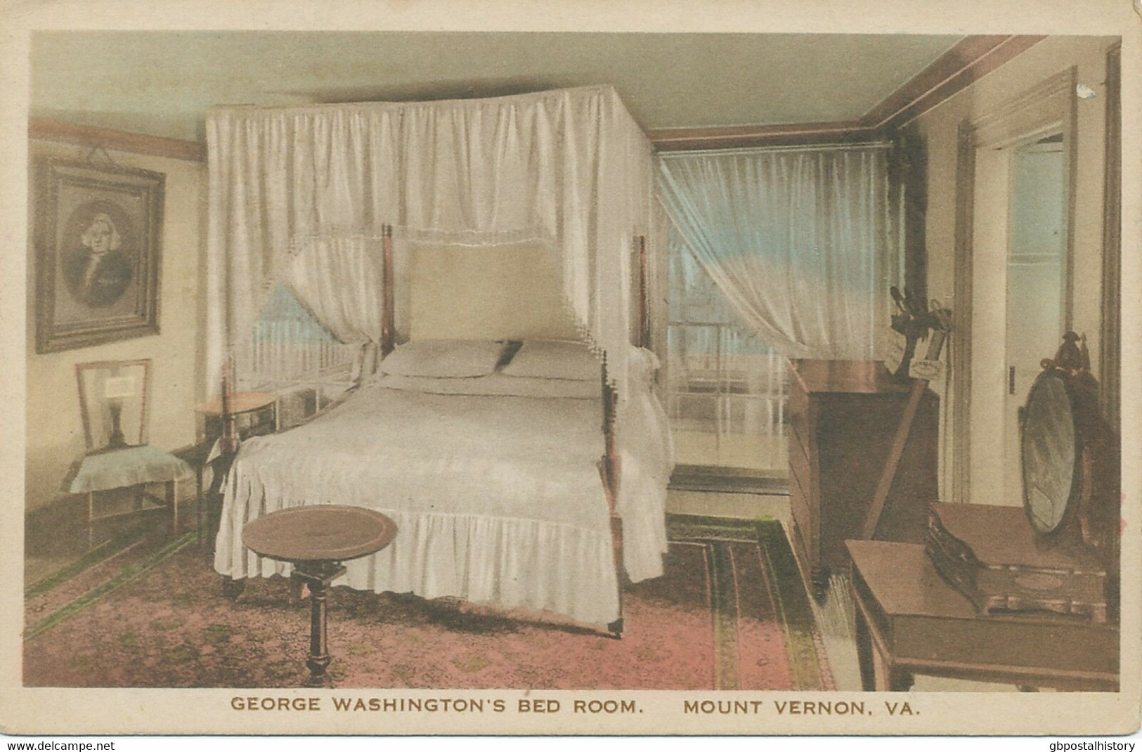 USA Ca. 1920 Superb Mint Coloured Pc „George Washington's Bed Room, Mount Vernon - Autres & Non Classés