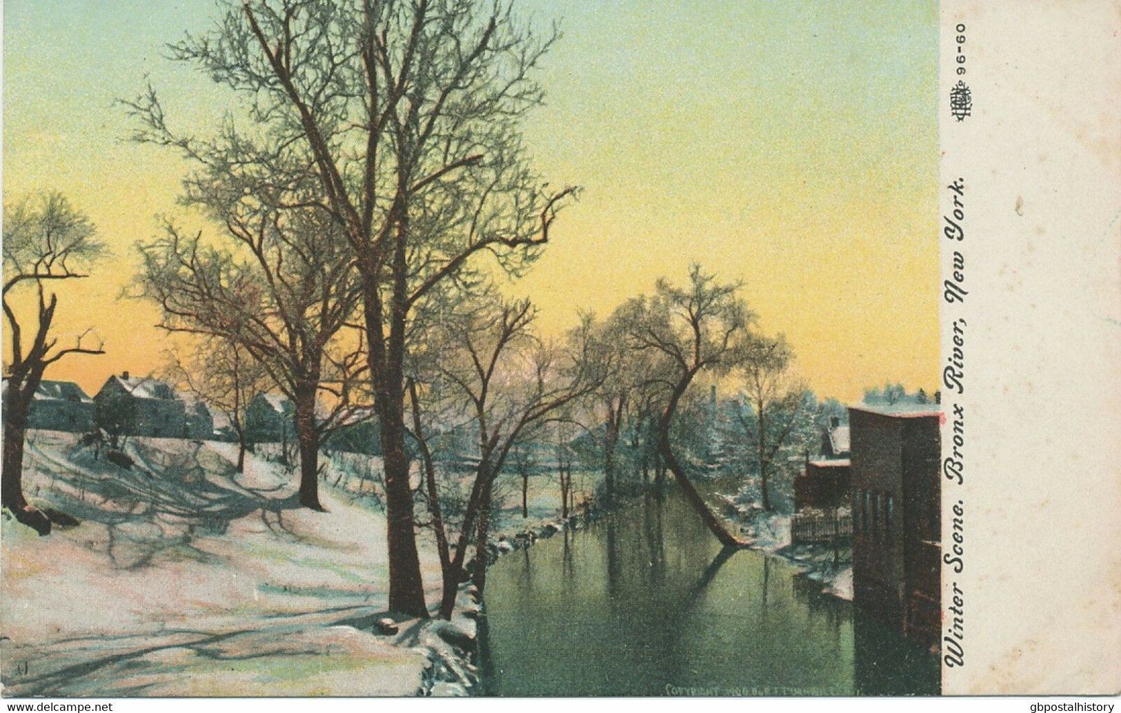 USA 1910 FU Coloured Pc „Winter Scene. Bronx River, New York“ - Bronx