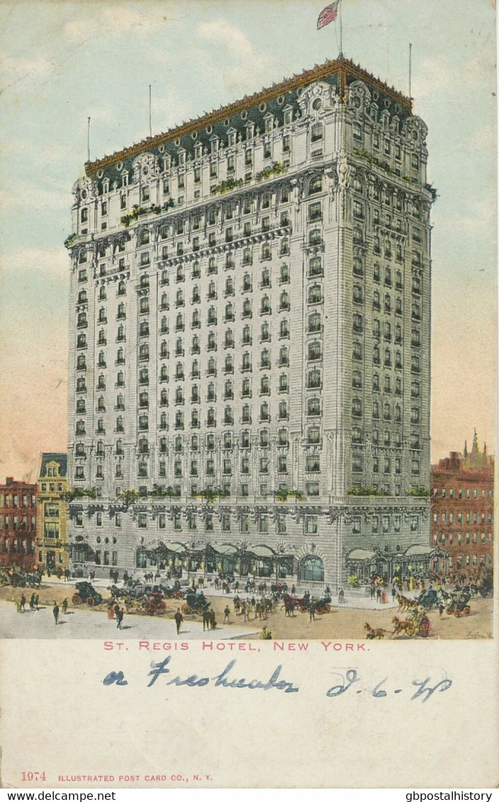 USA Ca. 1910 Very Fine Used Coloured Pc „St. Regis Hotel, NEW YORK“ - Bares, Hoteles Y Restaurantes