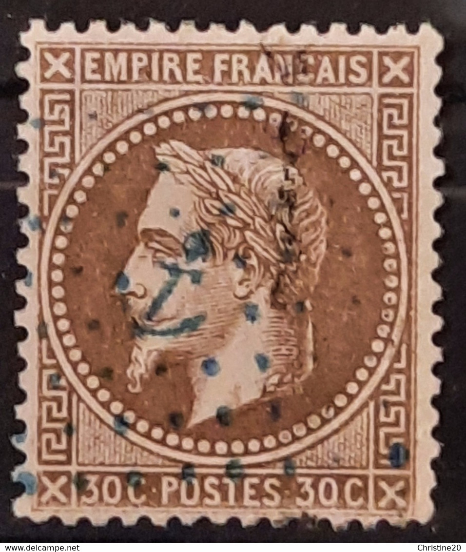 France 1867 N°30 Ob  Ancre Bleu TTB - 1863-1870 Napoleone III Con Gli Allori