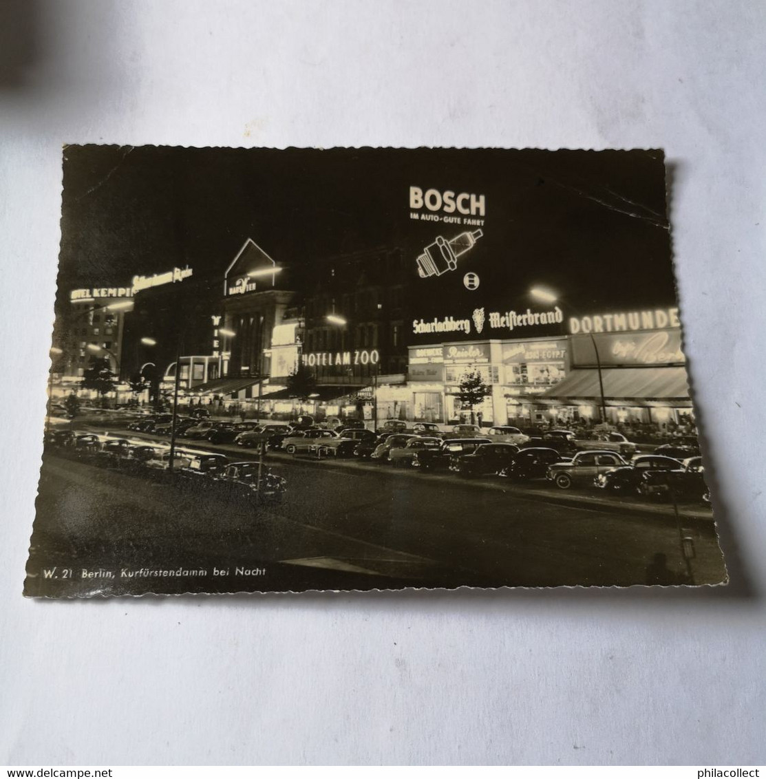 Berlin // 14.5 X 10 Cm // Kurfurstendamm Bei Nacht 1956 Falte - Otros & Sin Clasificación