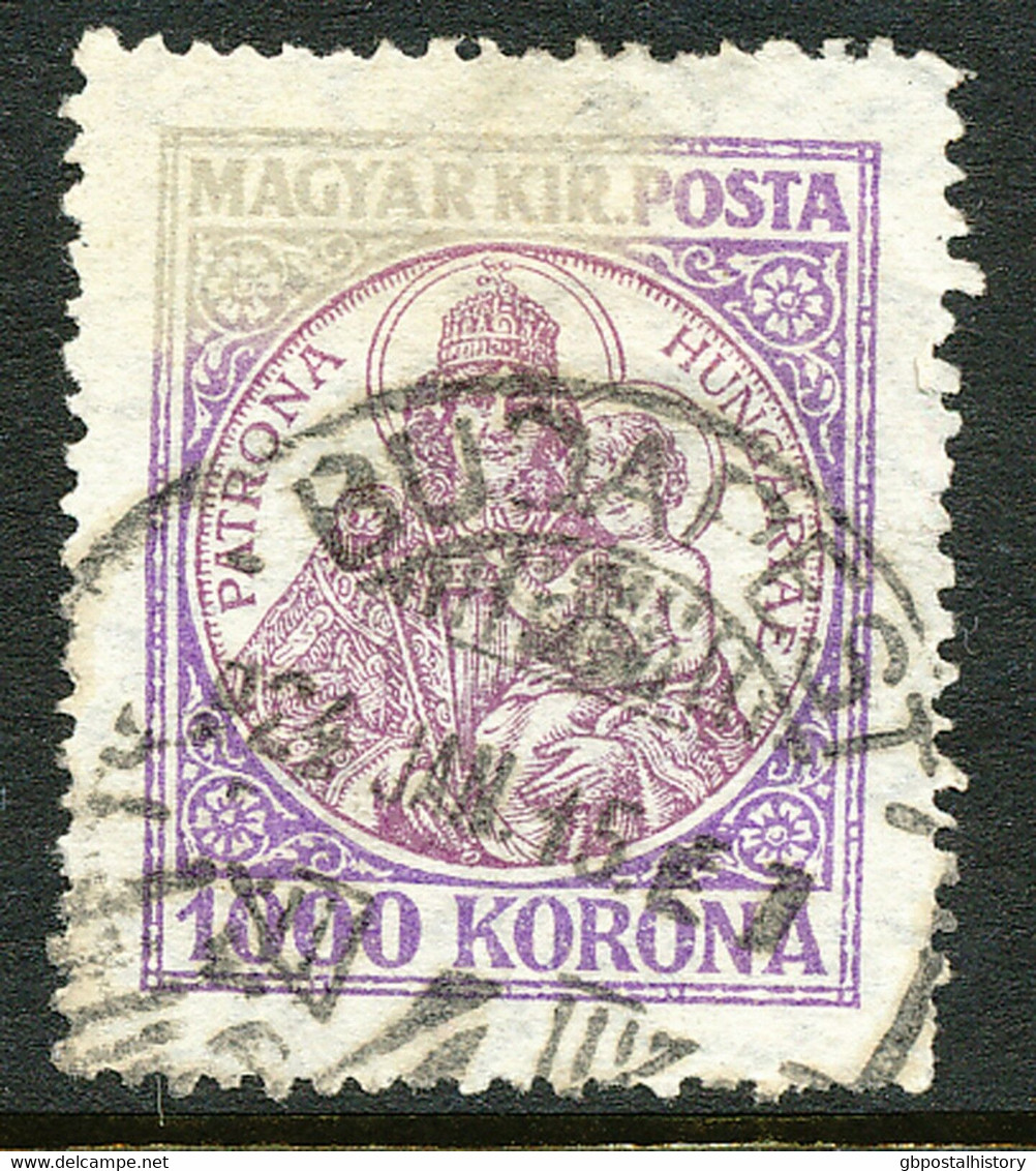 UNGARN 1923 Patrona Hungariae 1000 Kr Violett/lilabraun Gest. Pra.-Stück ABART - Errors, Freaks & Oddities (EFO)