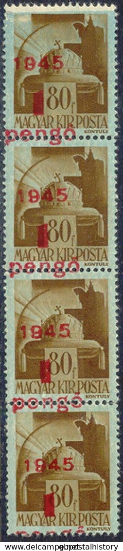 UNGARN 1945, AH-Freimarken Mi-Nr. 799 1 P. A. 80 F. M. Versetztem Aufdruck (4) - Varietà & Curiosità