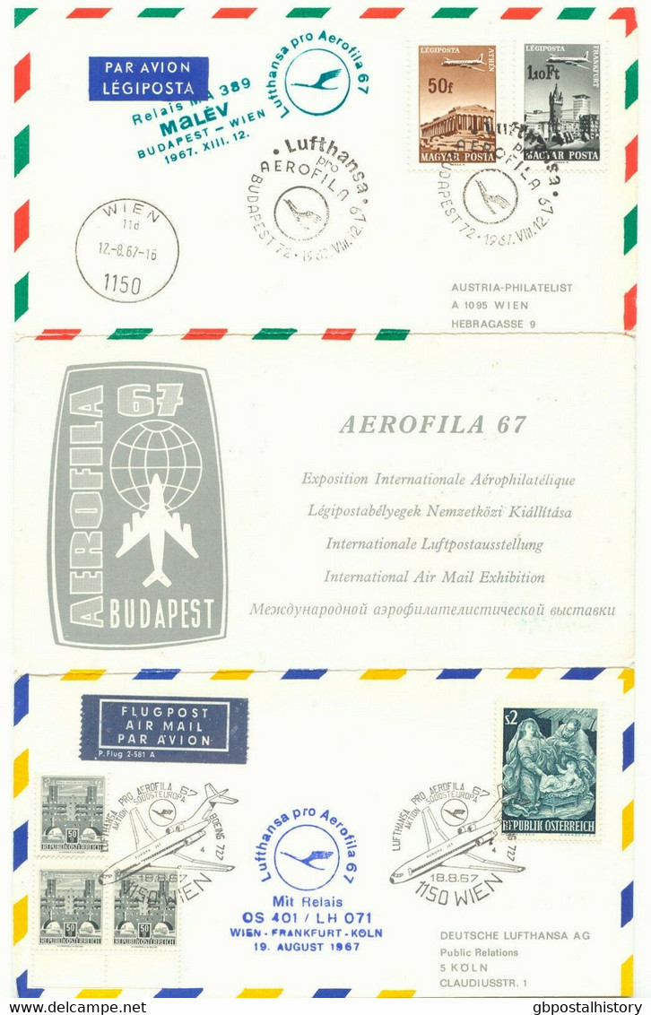 UNGARN 1967 Selt. Zwei-Länder-Sonderflugkarte Von Pro Aerofila In Budapest MALEV - Cartas & Documentos