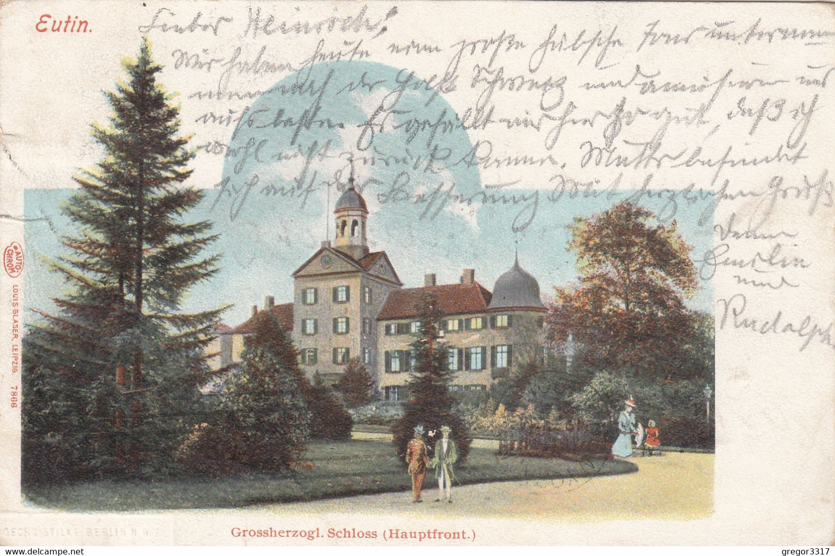 1687) EUTIN - Grossherzogl. Schloss - Hauptfront Mit Personen - LITHO - Alt !! 30.06.1901 !! - Eutin