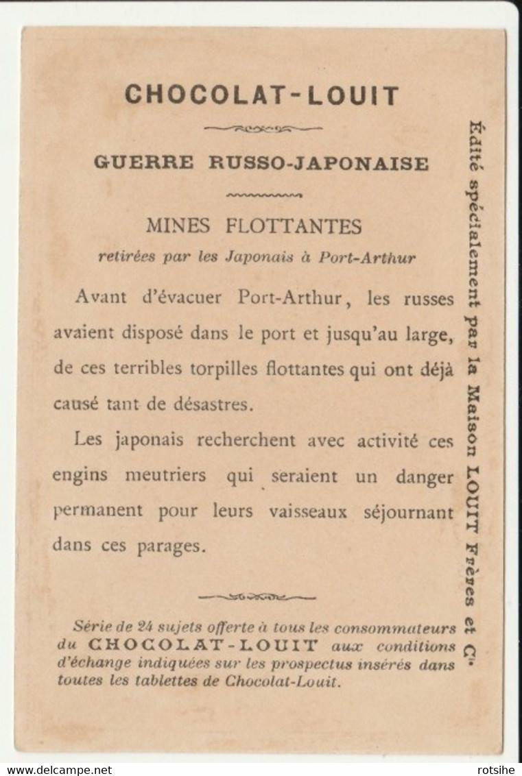 CHROMO   Chocolat LOUIT   GUERRE RUSSO JAPONAISE  RUSSIE  AMIRAL SKRIDLOFF MINES PORT ARTHUR  MARINE FORCES NAVALES - Louit