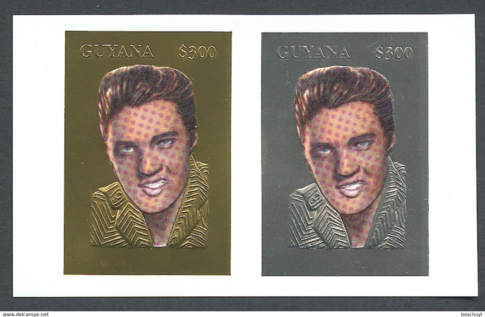 Guyana, 1994, Elvis Presley, Singer, Gold, Silver, MNH Imperforated, Michel 4526-4527B - Guiana (1966-...)