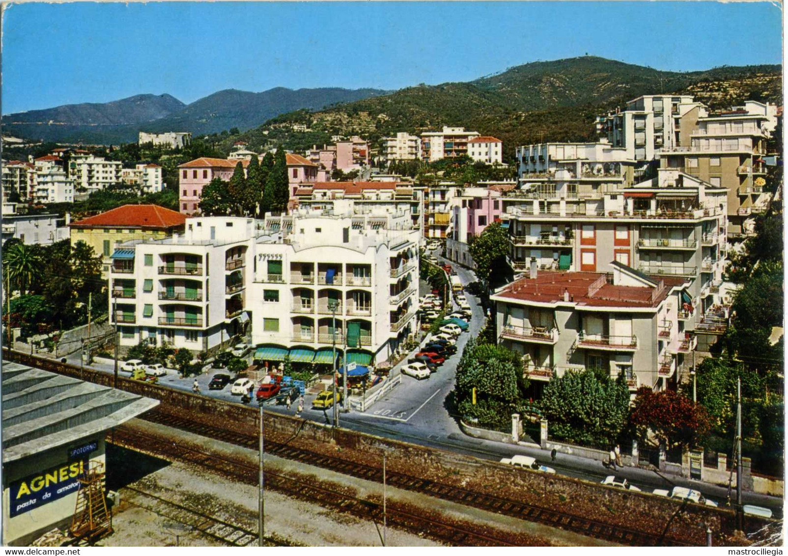 SPOTORNO  SAVONA  Scorcio Panoramico  Stazione Ferroviaria  Cartello Pubblicitario Pasta Agnesi - Savona