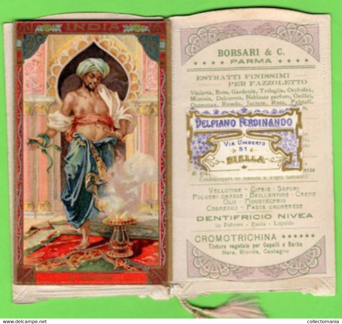 1 Carnet Booklet PARFUM Borsari &C° Parma INDIA  Calendrier 1916  ART NOUVEAU