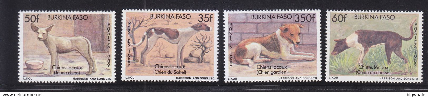 Burkina Faso 1989 Dog Chien MNH 4V - Burkina Faso (1984-...)