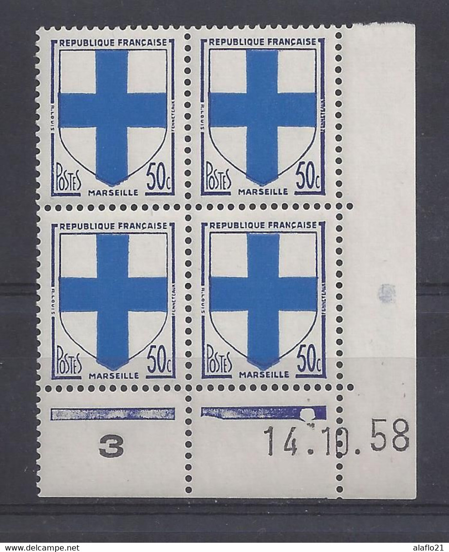 BLASON MARSEILLE N° 1180 - Bloc De 4 COIN DATE - NEUF SANS CHARNIERE - 14/10/58 - 1 Point - 1950-1959