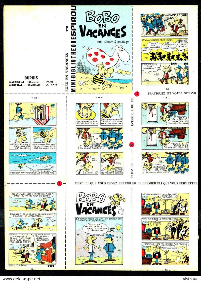 Mini-récit N° 172 - "BOBO EN VACANCES" De ROSY Et DELIEGE - Suplément à Spirou - Non Monté. - Spirou Magazine